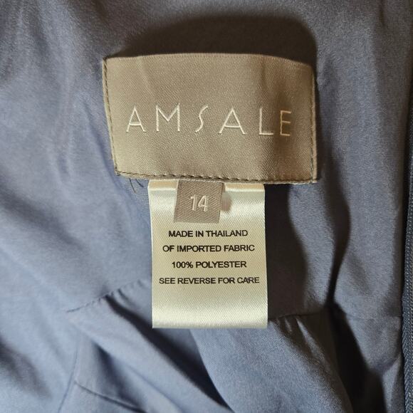 Amsale NWT Chloe Elegant Satin Evening Gown in Slate Size 14 - Picture 12 of 15